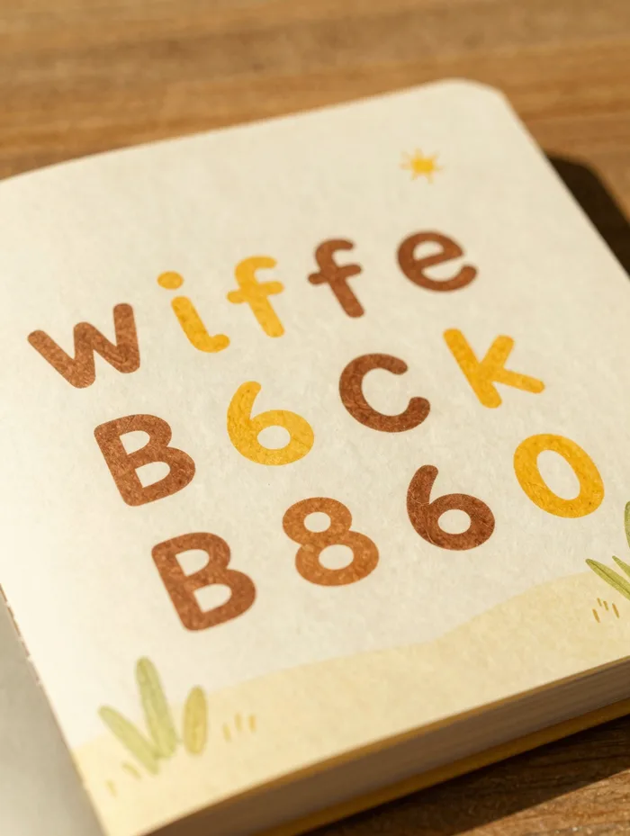 A cartoon meadow reading game with friendly letters, warm honey-gold palette