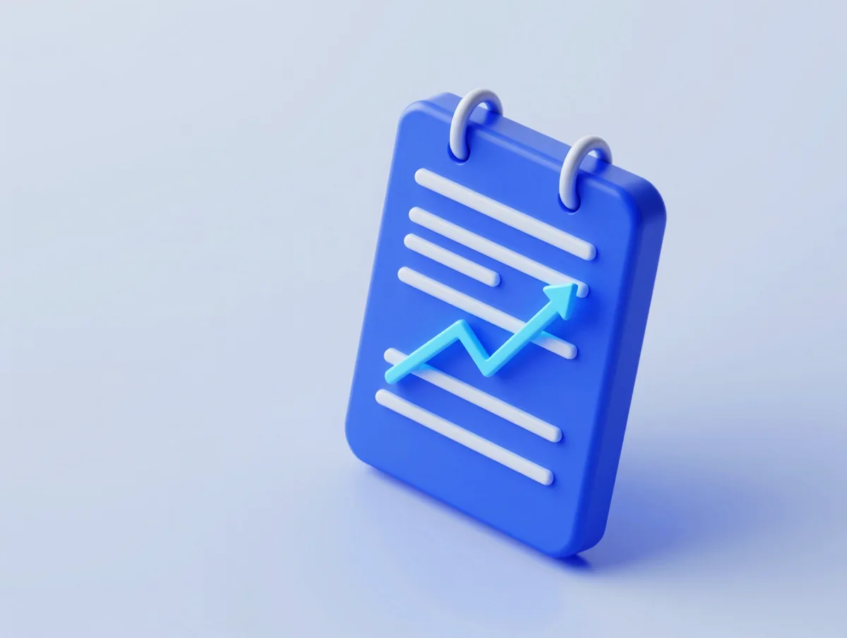 A clean isometric render of a glowing financial ledger graph, cobalt blue fintech