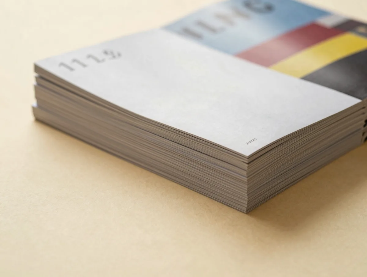 A stack of printed independent magazines on a warm paper desk