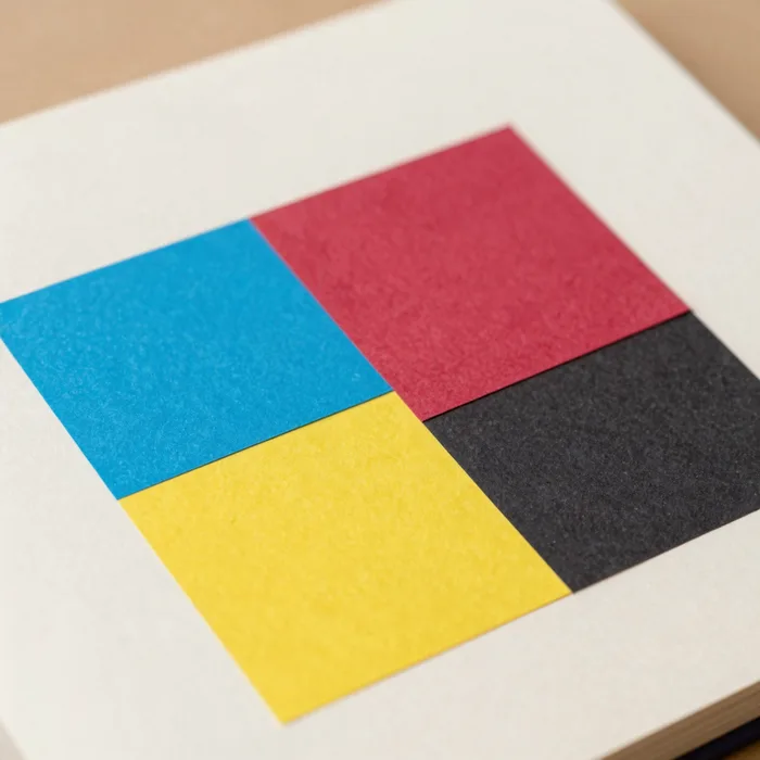 A geometric paper collage in primary colors