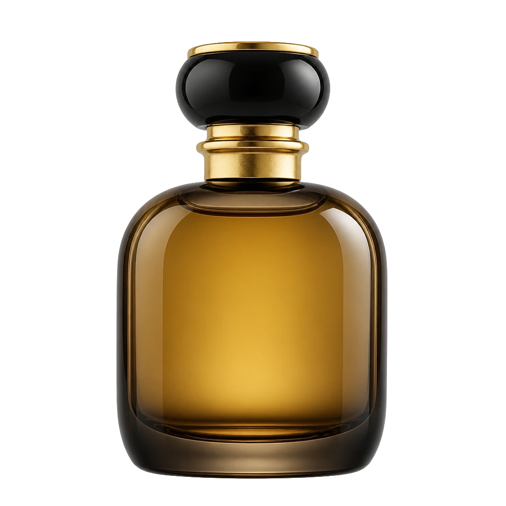 Round smoked-glass flacon with a black lacquer stopper