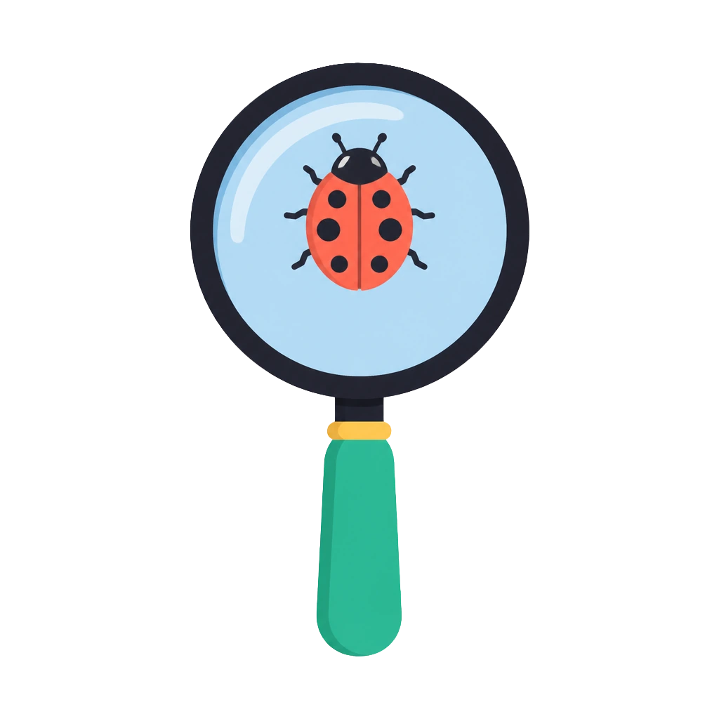 Magnifying glass with a ladybird sitting on the lens