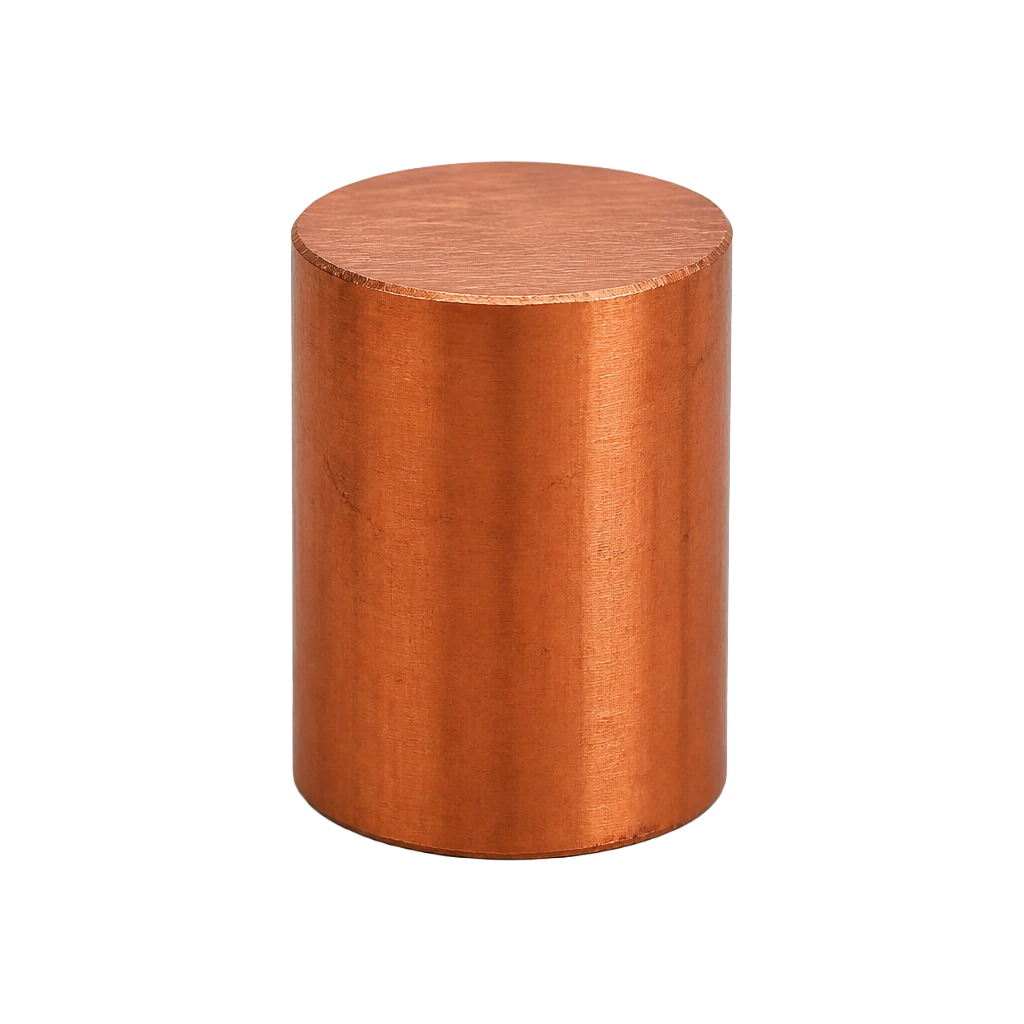 A short copper billet with sawn ends
