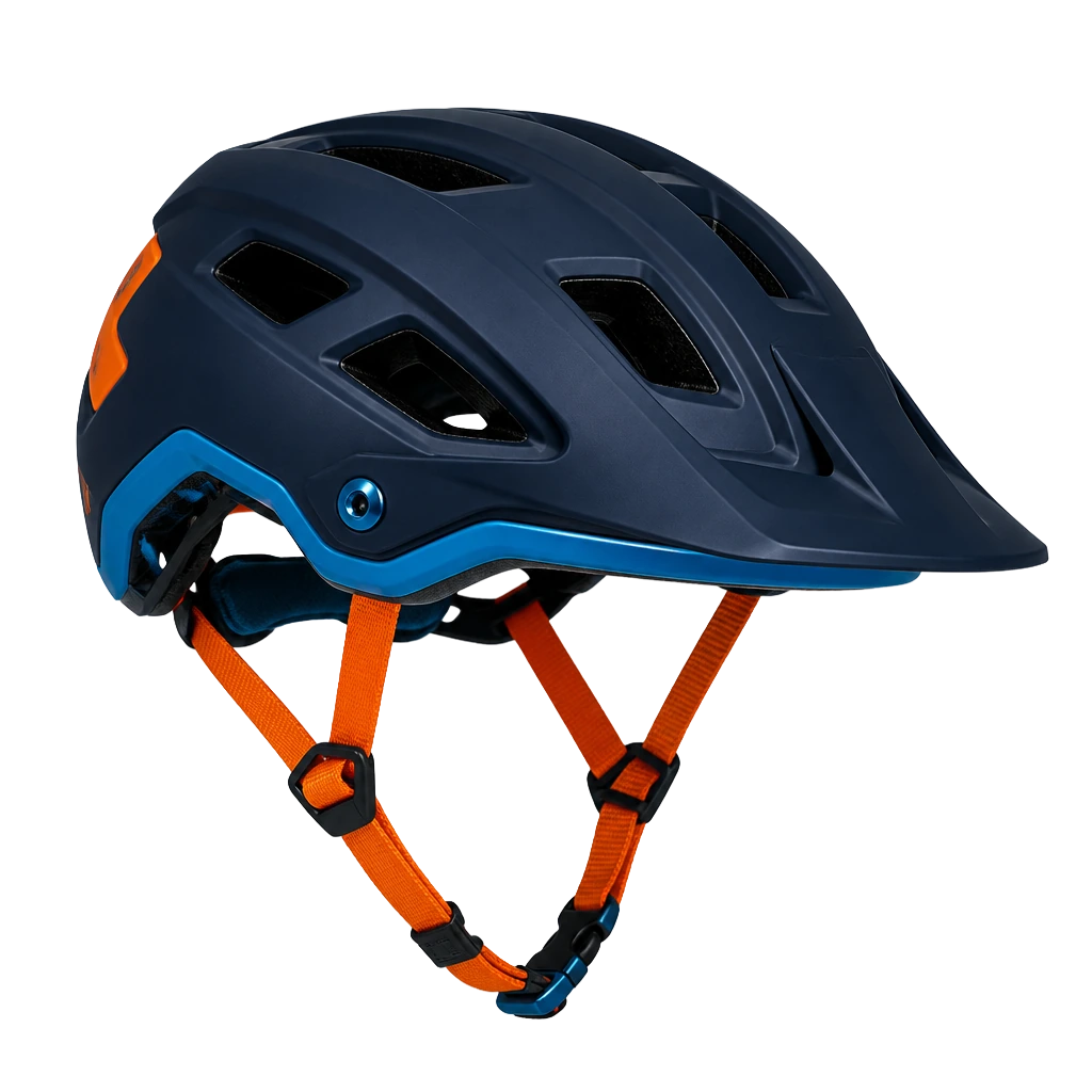 Matte navy cycling helmet with a small visor