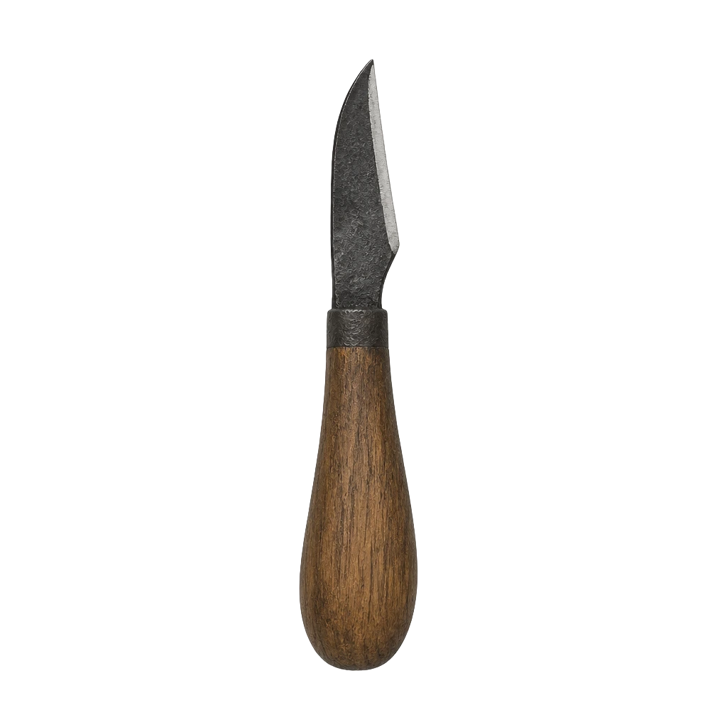 A small hand-forged voicing knife with a wooden handle