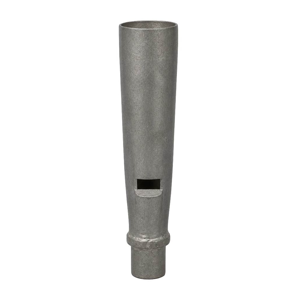 A single tin organ pipe with a soldered foot