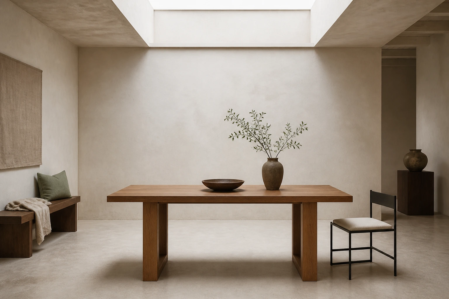 The Oxbow showroom: finished pieces spaced widely on a pale floor