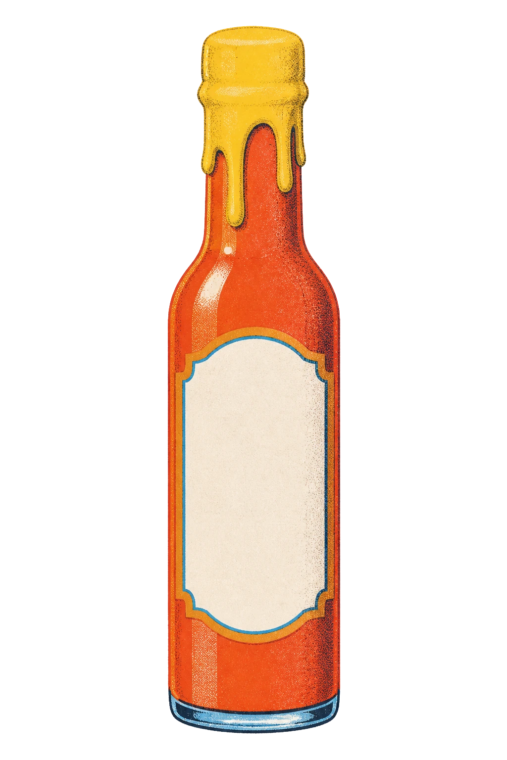 Wax-sealed bottle of First Alarm hot sauce, tilted, with drips of red wax down the neck