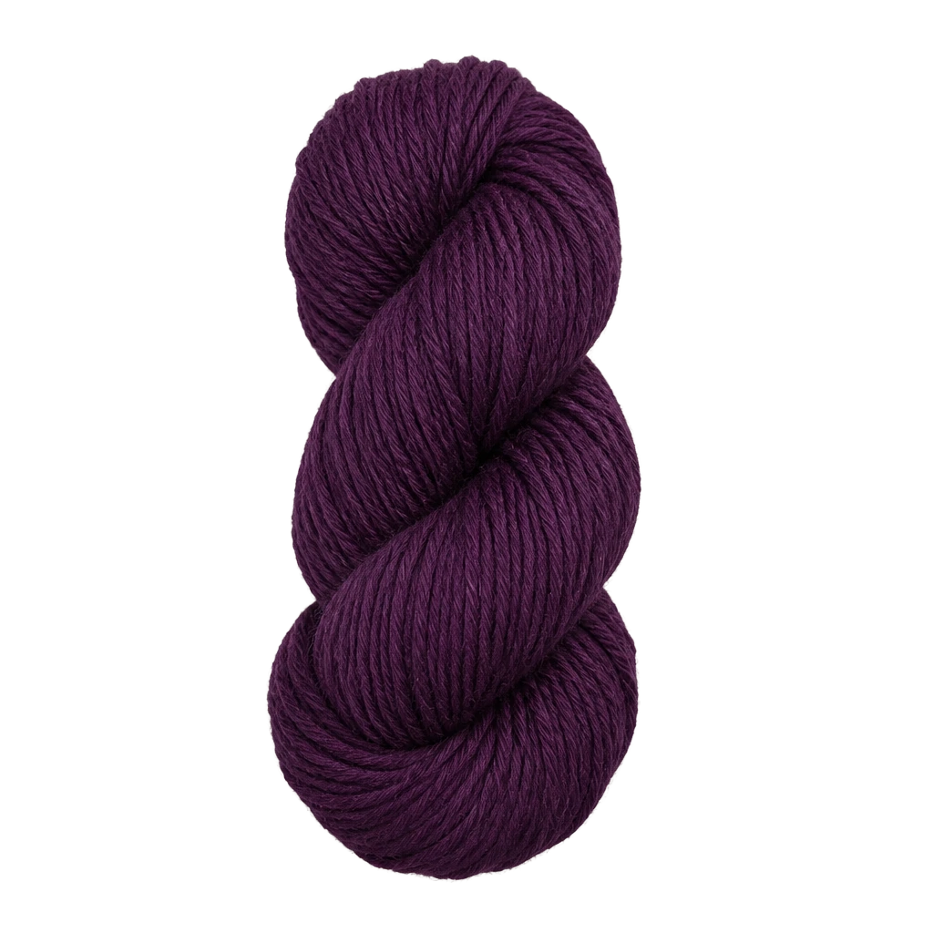 A single thick skein of deep purple dyed yarn