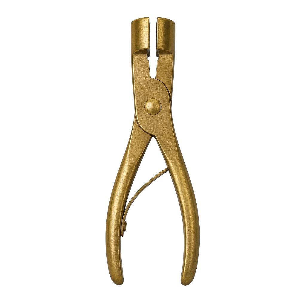 A pair of brass bird-ringing pliers